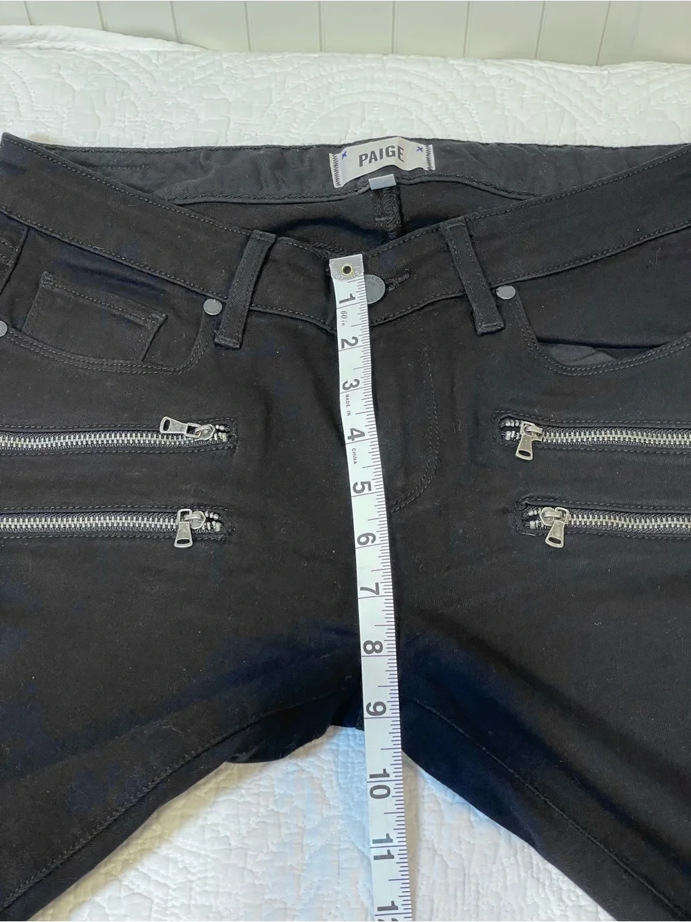 💥3/$50 PAIGE Edgemont Black Ultra Skinny Jeans with Moto Zipper Details | EUC